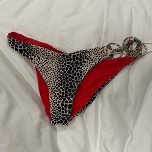 Beach Bunny Leopard Print and Red Bikini Bottom